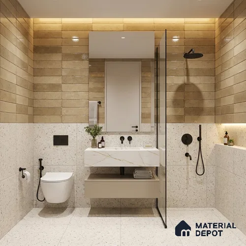 Beige Stone Wall Tile TL 07046 2 ft x 1 ft Ceramic Glossy Finish - 9 mm | Suitable for Living Room, Bedroom, Bathroom