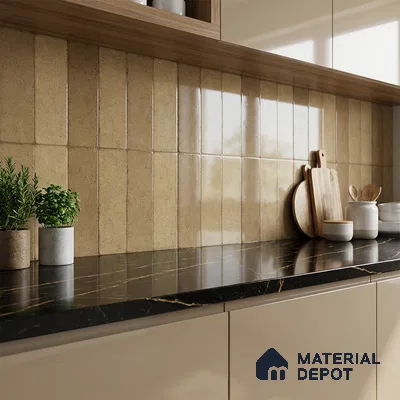 Beige Stone Wall Tile TL 07046 2 ft x 1 ft Ceramic Glossy Finish - 9 mm | Suitable for Living Room, Bedroom, Bathroom