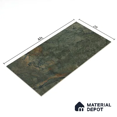 Marble Rainforest Green Wall & Floor Tile TL 07054 Stone Green 4 ft x 2 ft High Gloss Finish Vitrified Tile - 9 mm | 6 Random Designs | Suitable For Living Room, Bedroom, Dining