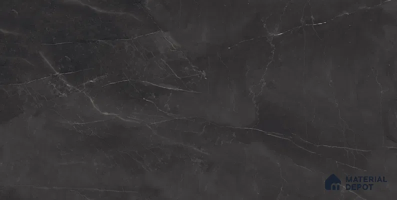 Marble Nero Marquina Wall & Floor Tile TL 07055 Charcoal Black 4 ft x 2 ft Glossy Finish Vitrified Tile - 9 mm | 5 Random Designs | Suitable For Living Room, Bedroom, Dining