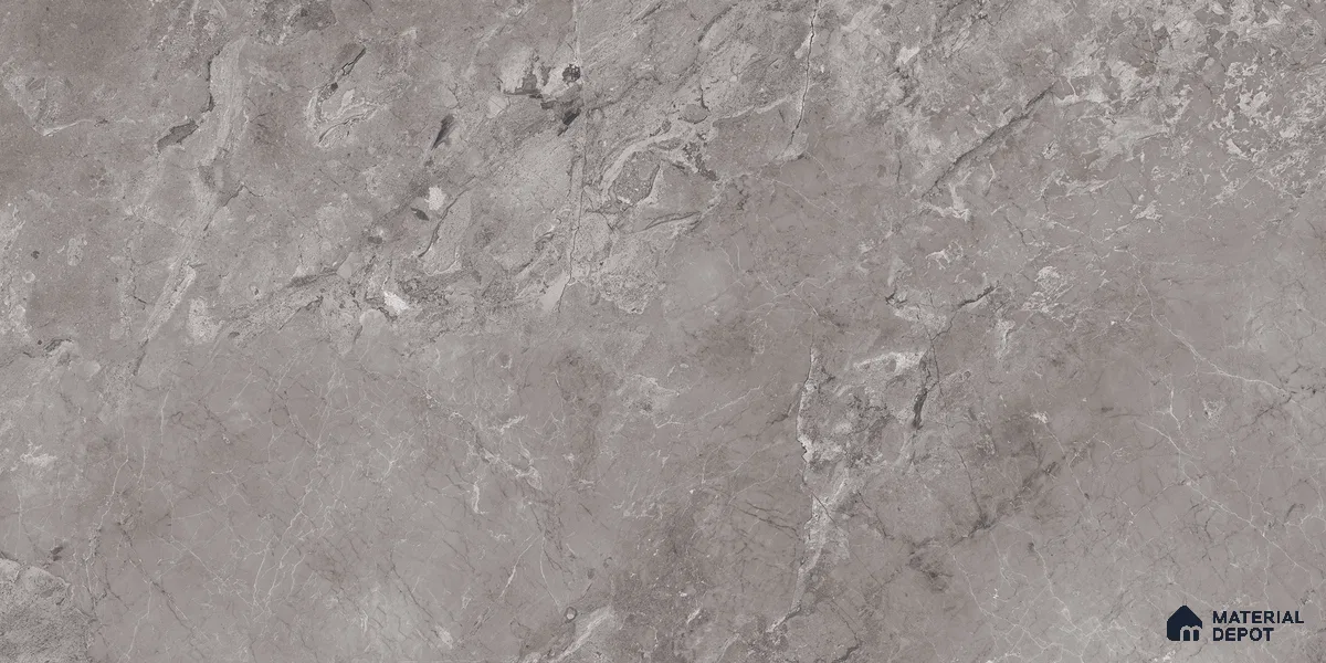 Marble Tundra Grey Wall & Floor Tile TL 07056 Stone Grey 4 ft x 2 ft Glossy Finish Vitrified Tile - 9 mm | 5 Random Designs | Suitable For Living Room, Bedroom, Dining