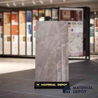 Marble Tundra Grey Wall & Floor Tile TL 07057 Stone Grey 4 ft x 2 ft Glossy Finish Vitrified Tile - 9 mm | 5 Random Designs | Suitable For Living Room, Bedroom, Dining