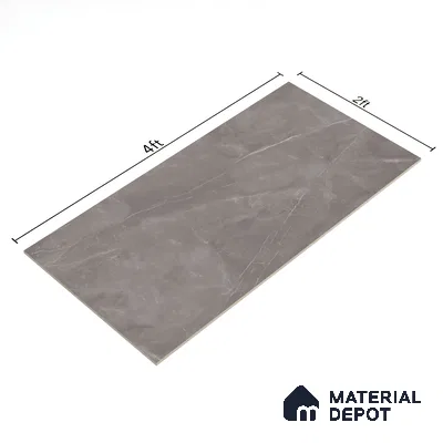 Marble Tundra Grey Wall & Floor Tile TL 07057 Stone Grey 4 ft x 2 ft Glossy Finish Vitrified Tile - 9 mm | 5 Random Designs | Suitable For Living Room, Bedroom, Dining