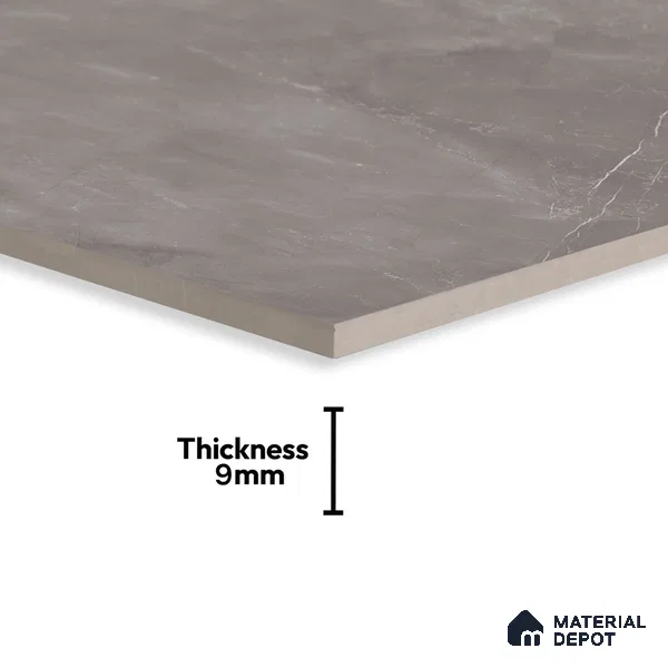 Marble Tundra Grey Wall & Floor Tile TL 07057 Stone Grey 4 ft x 2 ft Glossy Finish Vitrified Tile - 9 mm | 5 Random Designs | Suitable For Living Room, Bedroom, Dining