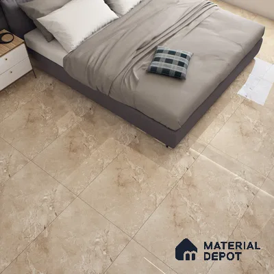 Marble Crema Marfil Wall & Floor Tile TL 07058 Sand Beige 4 ft x 2 ft Glossy Finish Vitrified Tile - 9 mm | 5 Random Designs | Suitable For Living Room, Bedroom, Dining