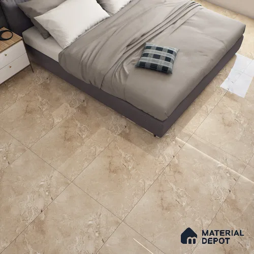 Marble Crema Marfil Wall & Floor Tile TL 07058 Sand Beige 4 ft x 2 ft Glossy Finish Vitrified Tile - 9 mm | 5 Random Designs | Suitable For Living Room, Bedroom, Dining