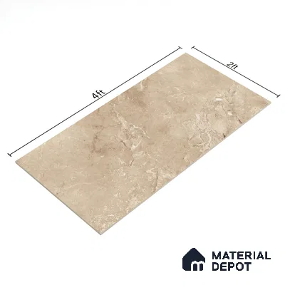 Marble Crema Marfil Wall & Floor Tile TL 07058 Sand Beige 4 ft x 2 ft Glossy Finish Vitrified Tile - 9 mm | 5 Random Designs | Suitable For Living Room, Bedroom, Dining