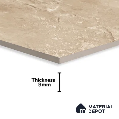 Marble Crema Marfil Wall & Floor Tile TL 07058 Sand Beige 4 ft x 2 ft Glossy Finish Vitrified Tile - 9 mm | 5 Random Designs | Suitable For Living Room, Bedroom, Dining