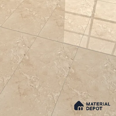 Marble Crema Marfil Wall & Floor Tile TL 07058 Sand Beige 4 ft x 2 ft Glossy Finish Vitrified Tile - 9 mm | 5 Random Designs | Suitable For Living Room, Bedroom, Dining