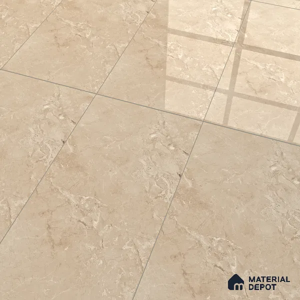 Marble Crema Marfil Wall & Floor Tile TL 07058 Sand Beige 4 ft x 2 ft Glossy Finish Vitrified Tile - 9 mm | 5 Random Designs | Suitable For Living Room, Bedroom, Dining