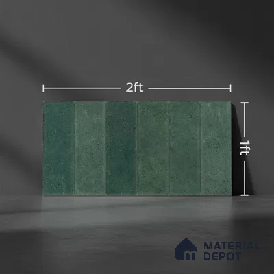 Green Stone Wall Tile TL 07059 2 ft x 1 ft Ceramic Glossy Finish - 9 mm | Suitable for Bedroom, Bathroom