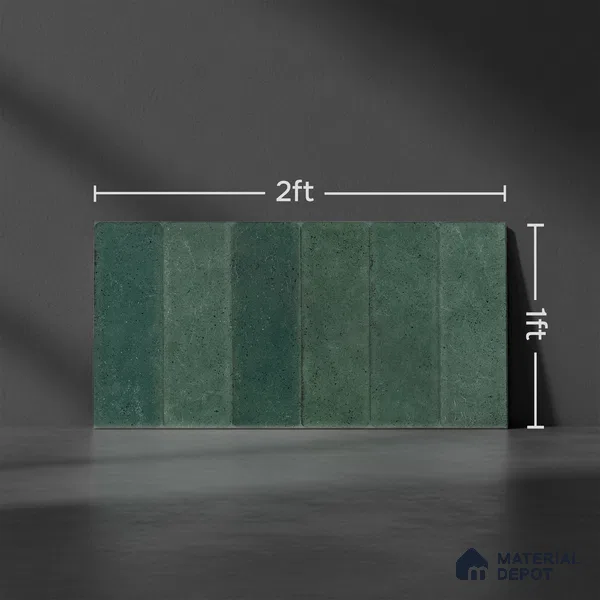 Green Stone Wall Tile TL 07059 2 ft x 1 ft Ceramic Glossy Finish - 9 mm | Suitable for Bedroom, Bathroom