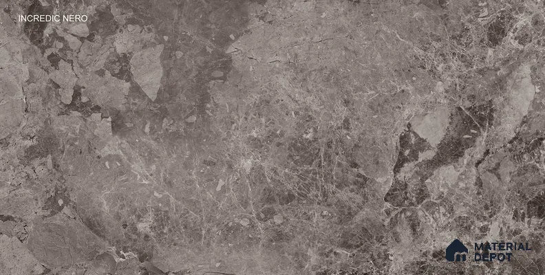Grey Stone Wall & Floor Tile TL 07063 4 ft x 2 ft Vitrified Glossy Finish - 9 mm | 4 Random Design | Suitable for Living Room, Bedroom, Bathroom