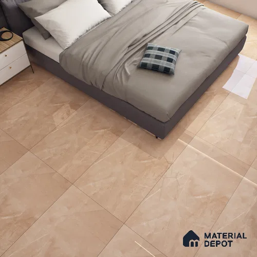 Marble Crema Marfil Wall & Floor Tile TL 07065 Camel Beige 4 ft x 2 ft Glossy Finish Vitrified Tile - 9 mm | 5 Random Designs | Suitable For Living Room, Bedroom, Dining