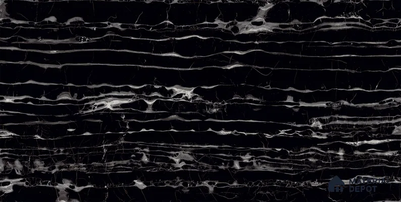 Marble Sahara Noir Wall & Floor Tile TL 07066 Jet Black 4 ft x 2 ft High Gloss Finish Vitrified Tile - 9 mm | 4 Random Designs | Suitable For Living Room, Bedroom, Dining