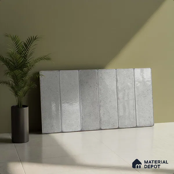 Grey Stone Wall Tile TL 07067 2 ft x 1 ft Ceramic Glossy Finish - 9 mm | Suitable for Living Room, Bedroom, Bathroom
