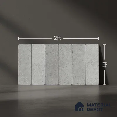 Grey Stone Wall Tile TL 07067 2 ft x 1 ft Ceramic Glossy Finish - 9 mm | Suitable for Living Room, Bedroom, Bathroom