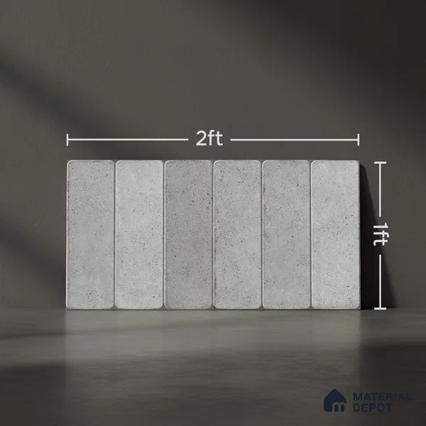 Grey Stone Wall Tile TL 07067 2 ft x 1 ft Ceramic Glossy Finish - 9 mm | Suitable for Living Room, Bedroom, Bathroom