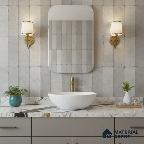 Grey Stone Wall Tile TL 07067 2 ft x 1 ft Ceramic Glossy Finish - 9 mm | Suitable for Living Room, Bedroom, Bathroom