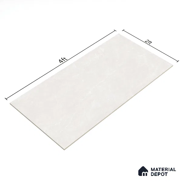 Marble Carrara Wall & Floor Tile TL 07069 Off-White 4 ft x 2 ft Glossy Finish Vitrified Tile - 9 mm | 6 Random Designs | Suitable For Living Room, Bedroom, Dining