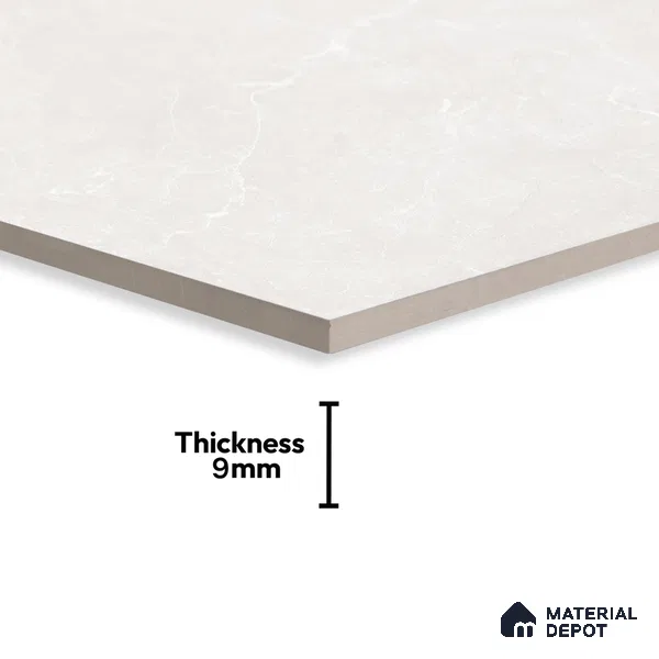 Marble Carrara Wall & Floor Tile TL 07069 Off-White 4 ft x 2 ft Glossy Finish Vitrified Tile - 9 mm | 6 Random Designs | Suitable For Living Room, Bedroom, Dining