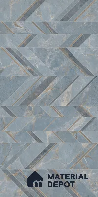 Blue Patterned Wall Tile TL 07073 2 ft x 4 ft Vitrified Glossy Finish - 9 mm | Suitable for Living Room, Bedroom, Bathroom