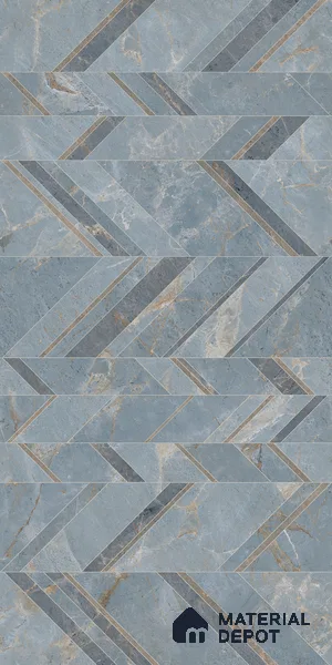 Blue Patterned Wall Tile TL 07073 2 ft x 4 ft Vitrified Glossy Finish - 9 mm | Suitable for Living Room, Bedroom, Bathroom