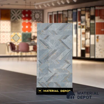 Blue Patterned Wall Tile TL 07073 2 ft x 4 ft Vitrified Glossy Finish - 9 mm | Suitable for Living Room, Bedroom, Bathroom