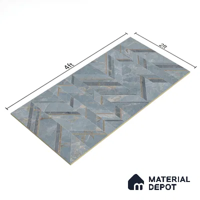 Blue Patterned Wall Tile TL 07073 2 ft x 4 ft Vitrified Glossy Finish - 9 mm | Suitable for Living Room, Bedroom, Bathroom