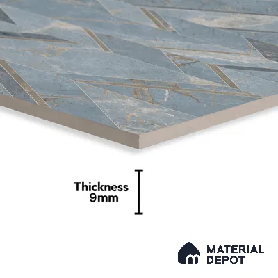 Blue Patterned Wall Tile TL 07073 2 ft x 4 ft Vitrified Glossy Finish - 9 mm | Suitable for Living Room, Bedroom, Bathroom