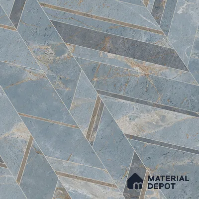 Blue Patterned Wall Tile TL 07073 2 ft x 4 ft Vitrified Glossy Finish - 9 mm | Suitable for Living Room, Bedroom, Bathroom
