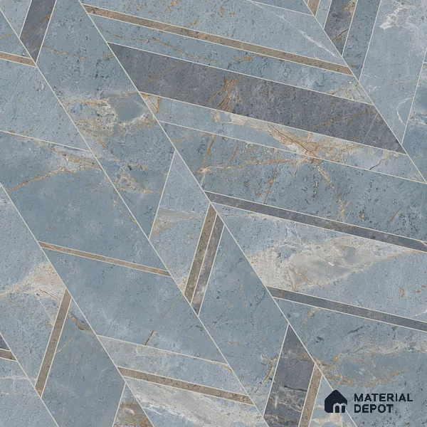 Blue Patterned Wall Tile TL 07073 2 ft x 4 ft Vitrified Glossy Finish - 9 mm | Suitable for Living Room, Bedroom, Bathroom