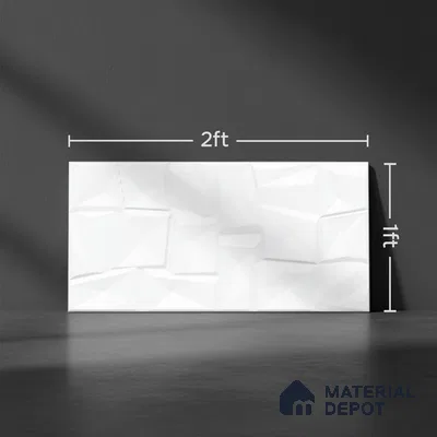3D Look Glossy Finish White Ceramic Wall Tile | TL 07074 2 ft x 1 ft - 9 mm | Suitable For Kitchen & Bathroom