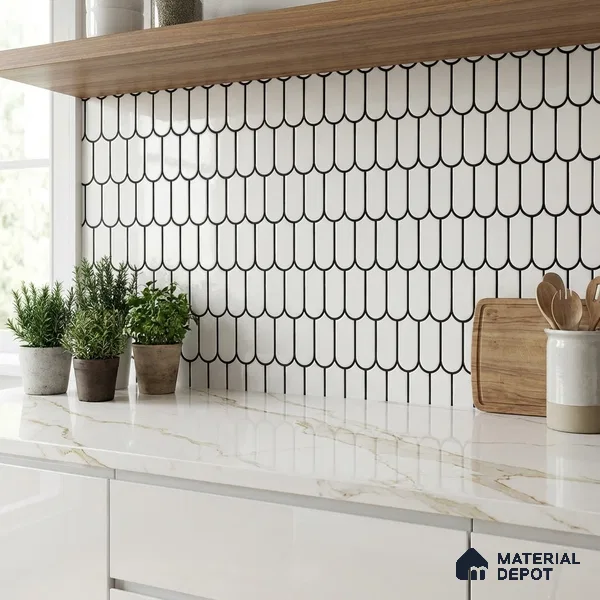 Faux Subway Wall Tile TL 07079 Chromatic White 600x300 mm Glossy Finish Ceramic Tile - 7 mm | Please Expect a Slight Variation of Pattern