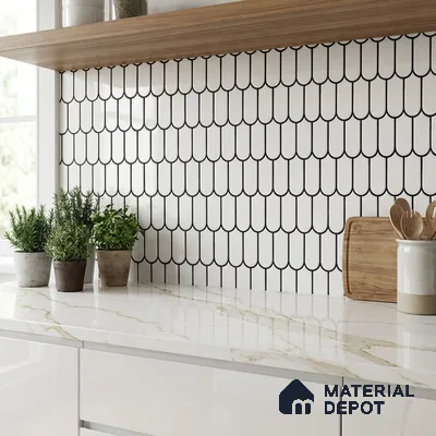 Faux Subway Wall Tile TL 07079 Chromatic White 600x300 mm Glossy Finish Ceramic Tile - 7 mm | Please Expect a Slight Variation of Pattern