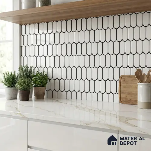 Faux Subway Wall Tile TL 07079 Chromatic White 600x300 mm Glossy Finish Ceramic Tile - 7 mm | Please Expect a Slight Variation of Pattern