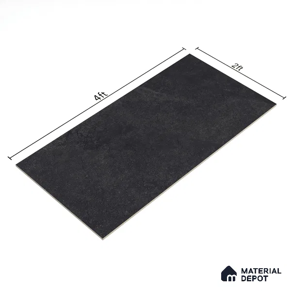 Stone Floor & Wall Tile TL 07083 Canberra Nero 4 ft x 2 ft Matte Finish Vitrified Tile - 9 mm | 4 Random Design | Suitable For living Room, Bedroom, Bathroom | Random Designs