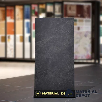 Stone Floor & Wall Tile TL 07083 Canberra Nero 4 ft x 2 ft Matte Finish Vitrified Tile - 9 mm | 4 Random Design | Suitable For living Room, Bedroom, Bathroom | Random Designs