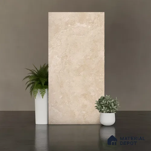 Marble Look Floor & Wall Tile TL 07085 C Unika Kemberg Camel 4 ft x 2 ft Matte Finish GVT Vitrified Tile - 9 mm | 4 Random Design | Suitable For living Room, Bedroom, Bathroom | Random Designs
