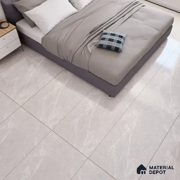 Marble Tundra Grey Wall & Floor Tile TL 07091 B Dove Grey 4 ft x 2 ft Glossy Finish Vitrified Tile - 9 mm | 4 Random Designs | Suitable For Living Room, Bedroom, Dining