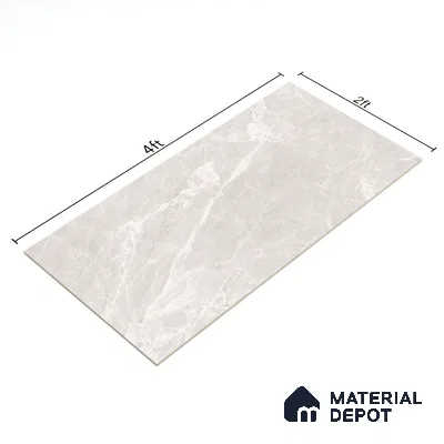 Marble Tundra Grey Wall & Floor Tile TL 07091 B Dove Grey 4 ft x 2 ft Glossy Finish Vitrified Tile - 9 mm | 4 Random Designs | Suitable For Living Room, Bedroom, Dining