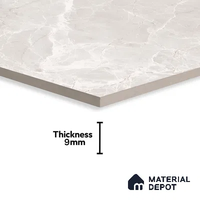 Marble Tundra Grey Wall & Floor Tile TL 07091 B Dove Grey 4 ft x 2 ft Glossy Finish Vitrified Tile - 9 mm | 4 Random Designs | Suitable For Living Room, Bedroom, Dining