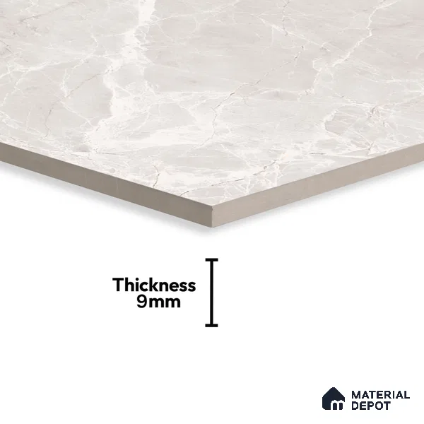 Marble Tundra Grey Wall & Floor Tile TL 07091 B Dove Grey 4 ft x 2 ft Glossy Finish Vitrified Tile - 9 mm | 4 Random Designs | Suitable For Living Room, Bedroom, Dining