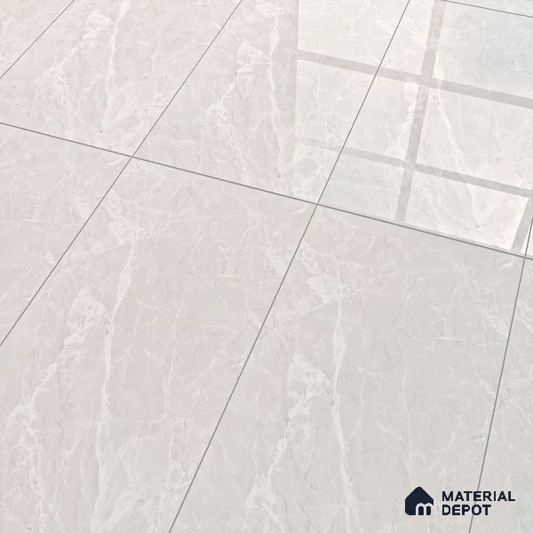 Marble Tundra Grey Wall & Floor Tile TL 07091 B Dove Grey 4 ft x 2 ft Glossy Finish Vitrified Tile - 9 mm | 4 Random Designs | Suitable For Living Room, Bedroom, Dining