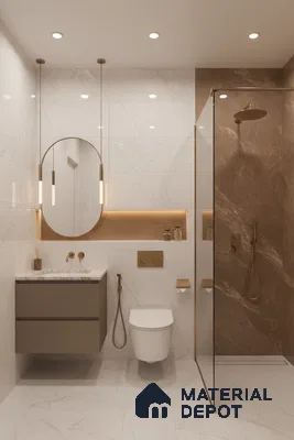 Marble Floor & Wall Tile TL 07092 B Balki Brown 4 ft x 2 ft Glossy Finish Vitrified Tile - 9 mm | 4 Random Design | Suitable For living Room, Bedroom, Bathroom (Sample)