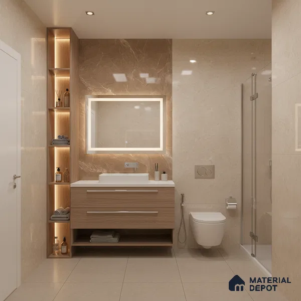 Marble Floor & Wall Tile TL 07092 B Balki Brown 4 ft x 2 ft Glossy Finish Vitrified Tile - 9 mm | 4 Random Design | Suitable For living Room, Bedroom, Bathroom (Sample)