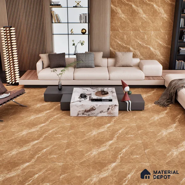 Marble Emperador Wall & Floor Tile TL 07092 Oak Brown 4 ft x 2 ft Matte Finish Vitrified Tile - 9 mm | 4 Random Designs | Suitable For Living Room, Bedroom, Kitchen