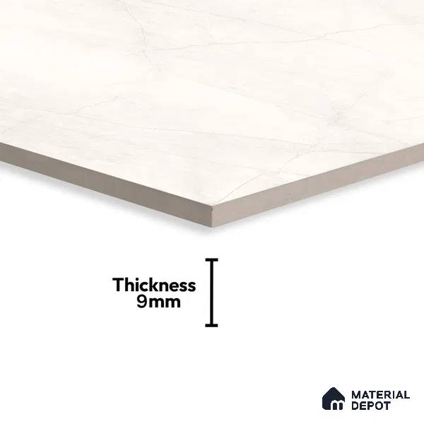 Marble Carrara Wall & Floor Tile TL 07094 B Off-White 4 ft x 2 ft Matte Finish Vitrified Tile - 9 mm | 4 Random Designs | Suitable For Living Room, Bedroom, Kitchen