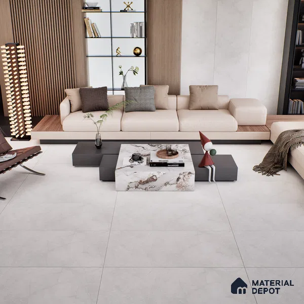 Marble Carrara Wall & Floor Tile TL 07094 B Off-White 4 ft x 2 ft Matte Finish Vitrified Tile - 9 mm | 4 Random Designs | Suitable For Living Room, Bedroom, Kitchen