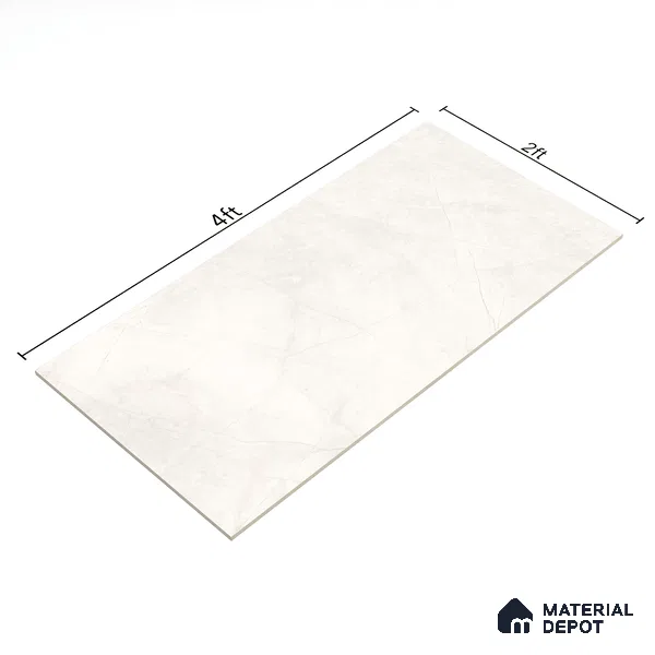 Marble Carrara Wall & Floor Tile TL 07094 B Off-White 4 ft x 2 ft Matte Finish Vitrified Tile - 9 mm | 4 Random Designs | Suitable For Living Room, Bedroom, Kitchen